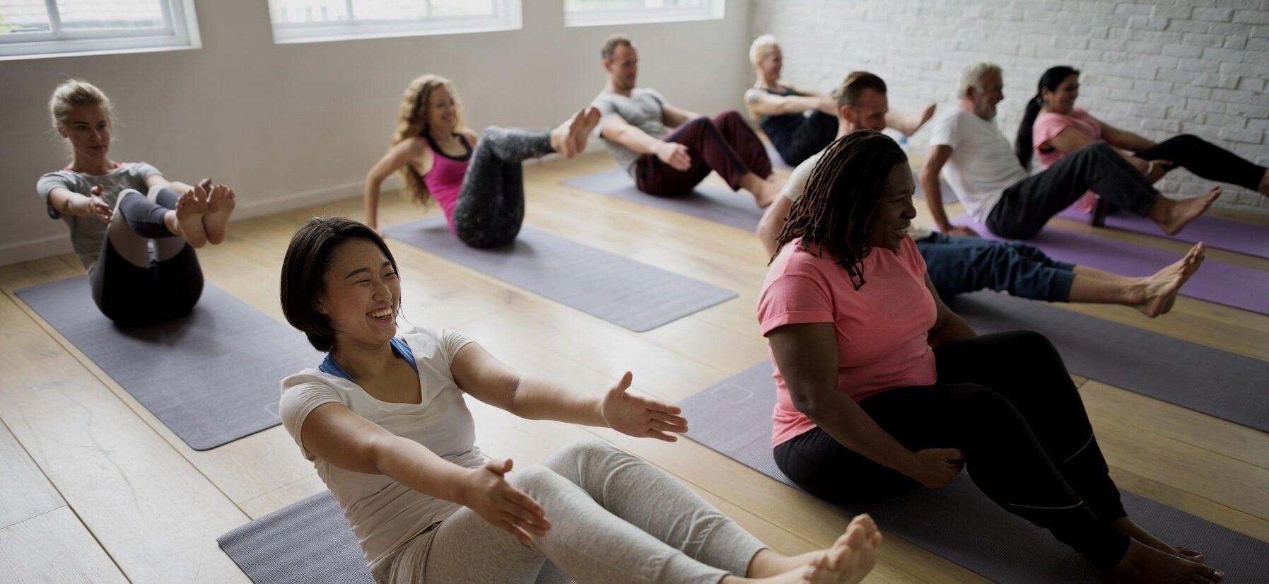 office yoga on mats in dc