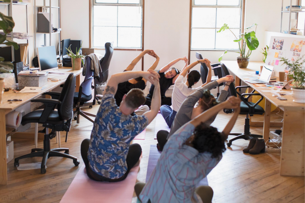 yoga between desks in dc